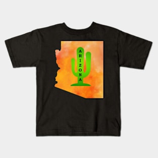 Arizona Cactus in a Sunset Sky State Map Kids T-Shirt